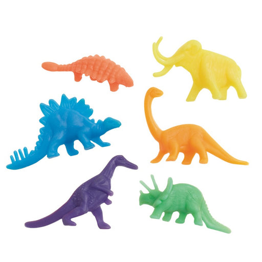 Assorted Colour Plastic Dinosaur Favours Net Bag 12 Pack