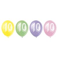 Number 10 12" Latex Balloons 5 Pack (Optional Helium Inflation)