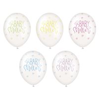 Pastel Baby Shower 12" Latex Balloons 5 Pack - Assorted (Optional Helium Inflation)