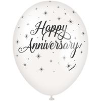 Happy Anniversary 12" Latex Balloons 5 Pack (Optional Helium Inflation)