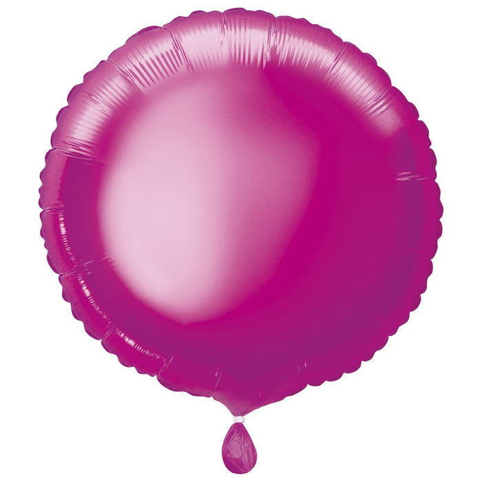 Solid Round Foil Balloon 18" Packaged - Hot Pink (Optional Helium Inflation)