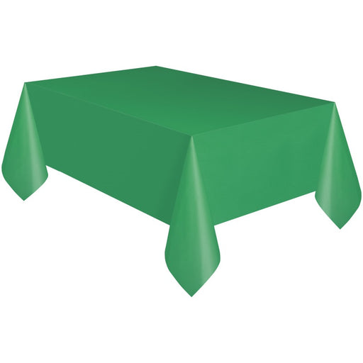 Emerald Green Solid Rectangular Plastic Table Cover 54" x 108" - Short Fold