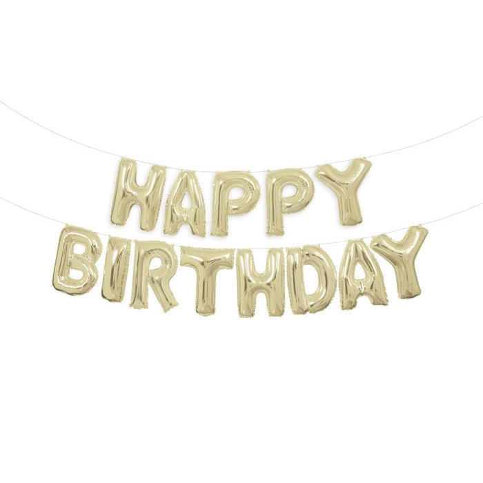 Gold Happy Birthday Foil Letter Balloon Banner Kit 14"