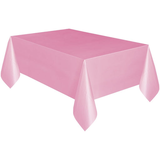 Lovely Pink Solid Rectangular Plastic Table Cover 54" x 108" - Short Fold