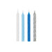 Blue White & Silver Spiral Birthday Candles 24 Pack