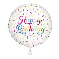 Birthday Sprinkle Happy Birthday Round Foil Balloon 18" Package (Optional Helium Inflation)