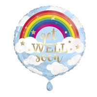 Rainbow Get Well Soon Round Foil Balloon 18" Package (Optional Helium Inflation)