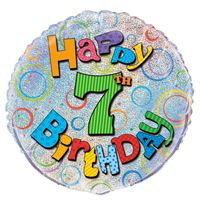 Age 7 Birthday Prism Round Foil Balloon 18" Packaged (Optional Helium Inflation)