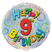 Age 9 Birthday Prism Round Foil Balloon 18" Packaged (Optional Helium Inflation)