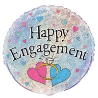 Happy Engagement Prism Round Foil Balloon 18" Packaged (Optional Helium Inflation)