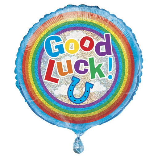 Good Luck Prism Round Foil Balloon 18" Packaged (Optional Helium Inflation)