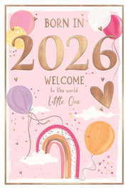 New Baby Girl Card – Born in 2026