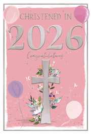New Baby Christening Girl Card – Born in 2026