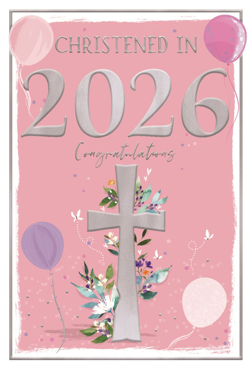 New Baby Christening Girl Card – Born in 2026