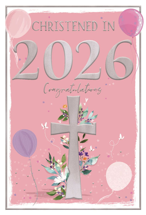 New Baby Christening Girl Card – Born in 2026