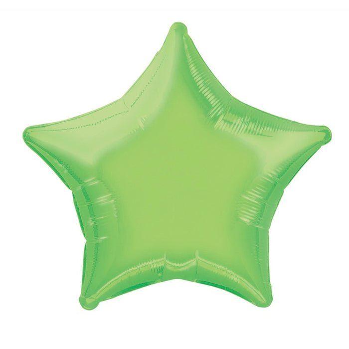 Solid Star Foil Balloon 20" Packaged - Lime Green (Optional Helium Inflation)