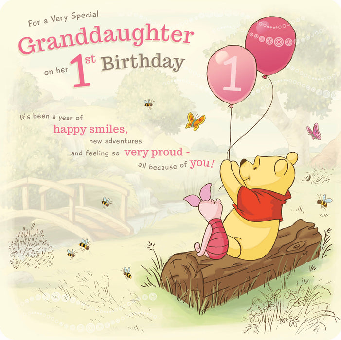 Disney Winnie the Pooh Birthday Card for 1st, Juv Design