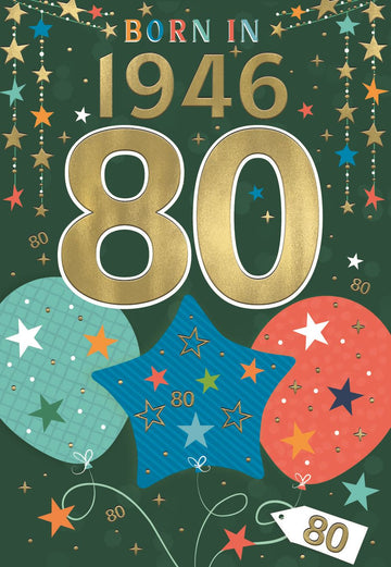 Happy 80th Birthday Card for Male – Year You Were Born 1946