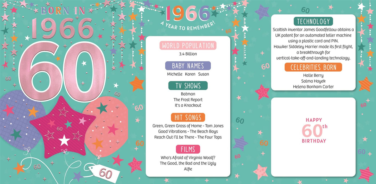 Happy 60th Birthday Card for Female – Year You Were Born 1966