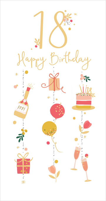 Simply | Birthday Card 18th | Happy Birthday Gifts | With Envelope