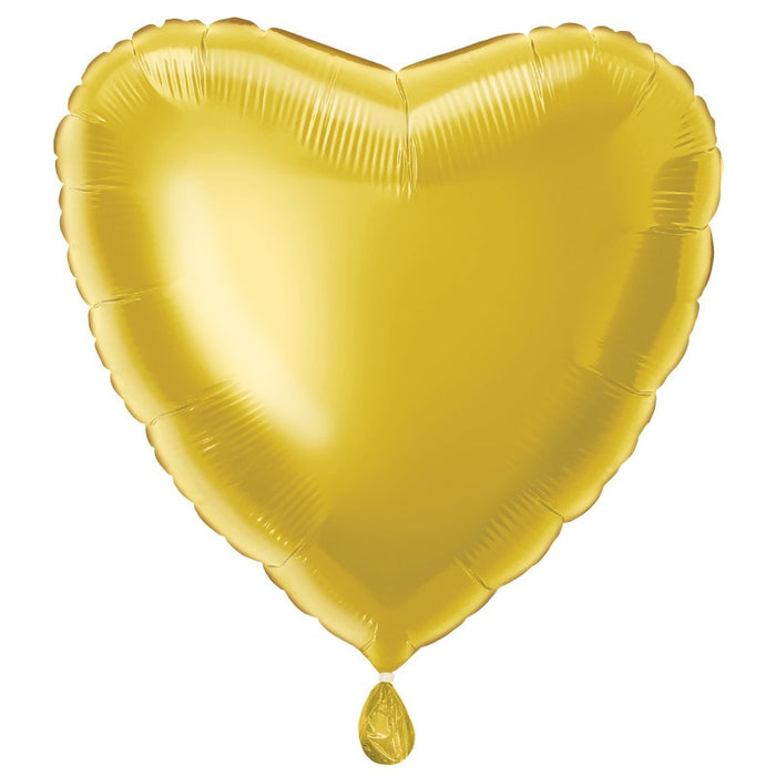 Classic Gold Heart Shaped 18" Foil Balloon Packaged (Optional Helium Inflation)