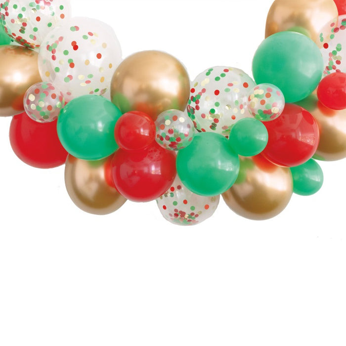 Red Green & Gold Christmas Confetti & Latex Balloon Arch Kit