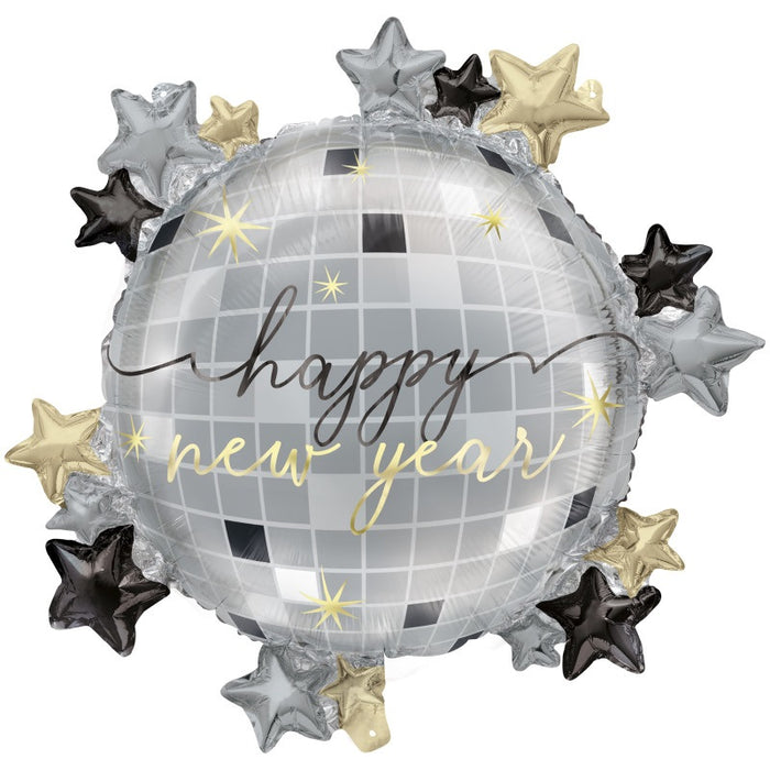 Disco New Year Giant Foil Balloon 22.5" Packaged (Optional Helium Inflation)