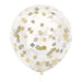 Clear Latex 12" Balloons with Gold & Silver Foil Confetti 6 Pack (Optional Helium Inflation)