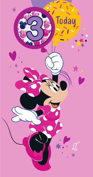 Disney Minnie Mouse Birthday Card for 3, Juv Design