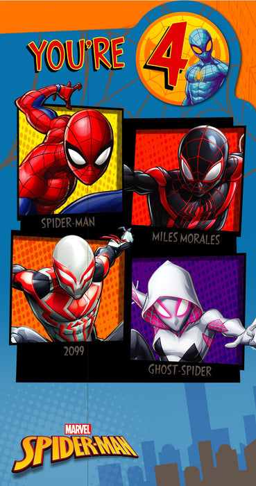 Disney Spider-Man Birthday Card for 4, Juv Design