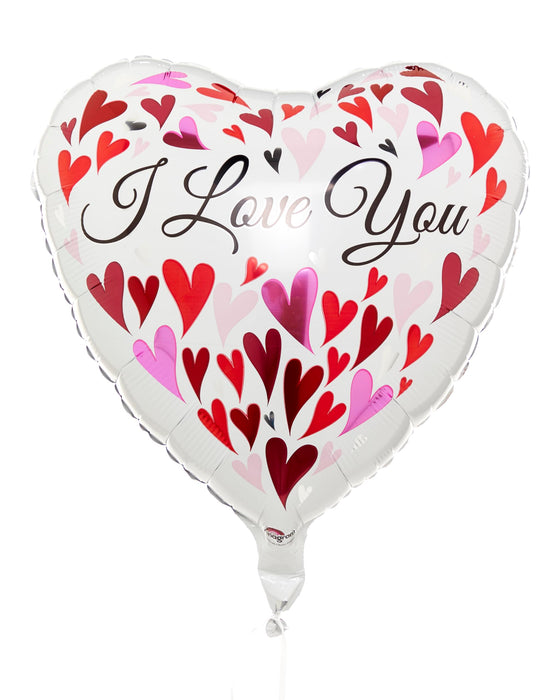 Love You Happy Hearts 18" Foil Balloon (Optional Helium Inflation)