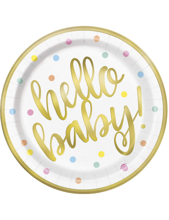 Hello Baby Gold 9" Dinner Plates (Pack of 8)