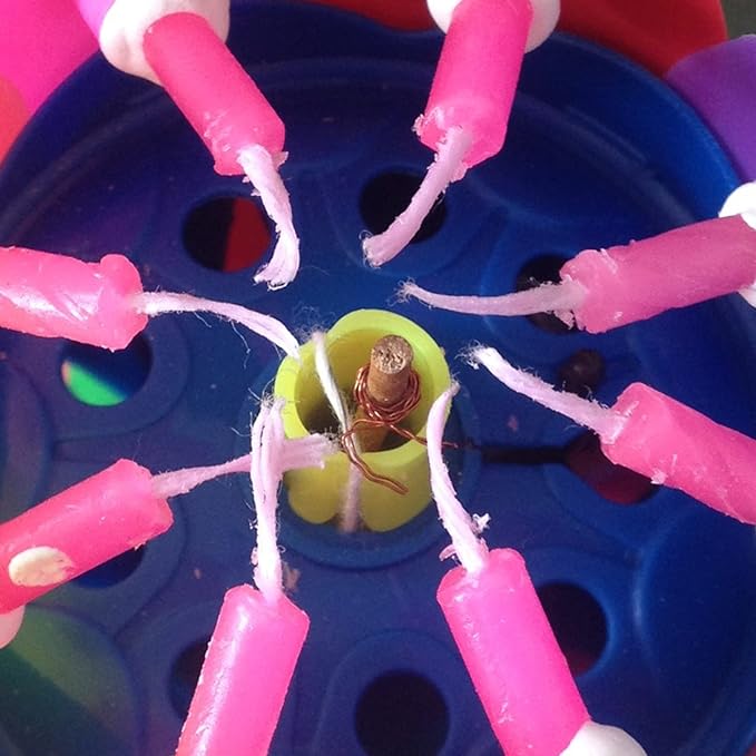 Lotus Flower Shape Flat Bottom Rotating Electronic Birthday Cake Musical Candle