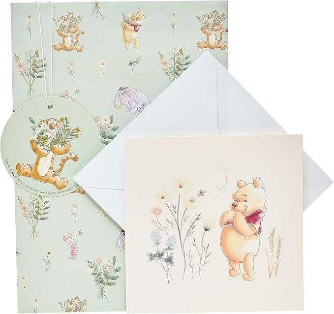Winnie the Pooh Packaged Wrap - UK Greetings Disney Wrap, Card and Tag Pack Bundle 688967-0-1