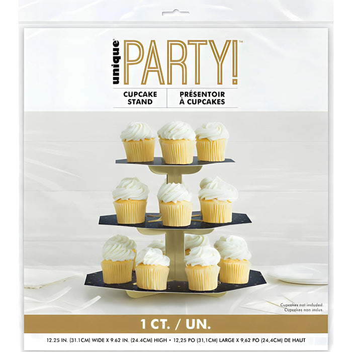 Black & Gold Tiered Cupcake Stand