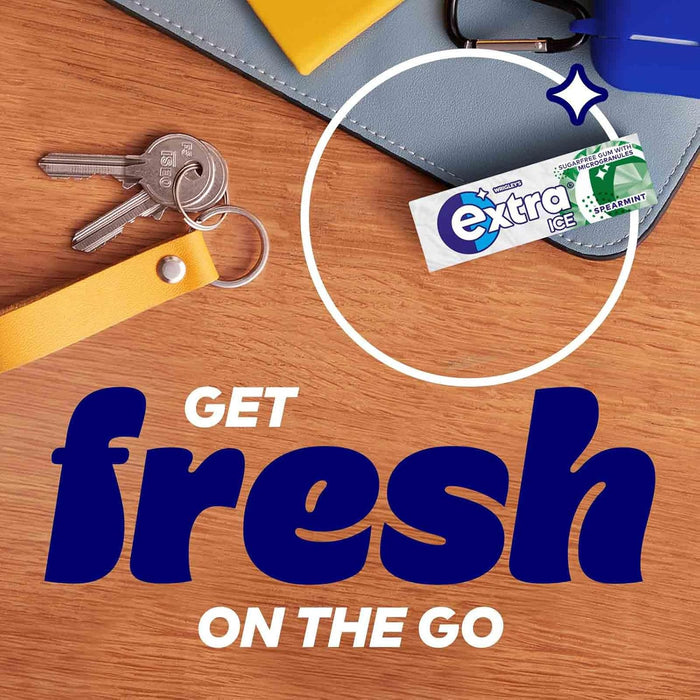 Wrigley's Extra Ice Chewing Gum, Ice Spearmint Flavour with Microgranules, 30 Packs of 10 Pieces, Sugar Free Bulk Pack Gum with Xylitol (300 pieces))