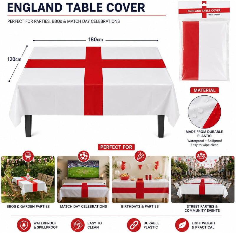 PMS England Plastic Table Cover 180cm x 120cm