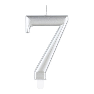 Metallic Silver Number 7 Birthday Candle