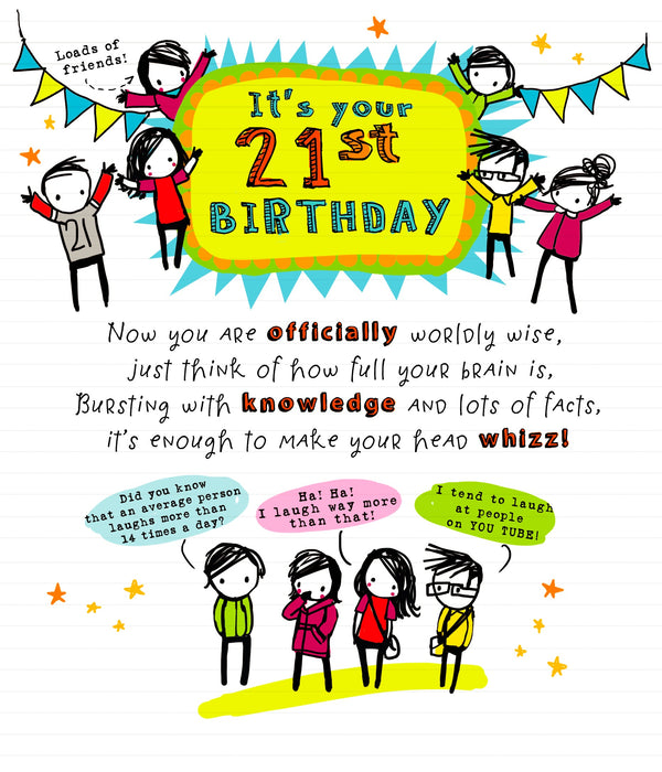 Oodles of Doodles Birthday Card for 21st, Cute Design