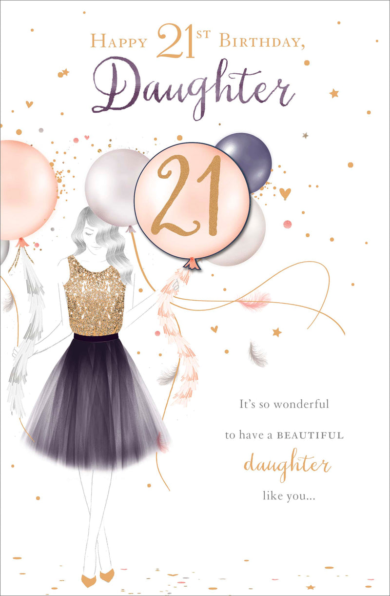 Gibson | Birthday Card 21st Daughter | Happy Birthday Gifts | With Envelope