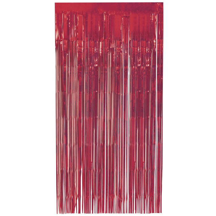 Ruby Red Foil Fringe Door Curtain 1m x 2m
