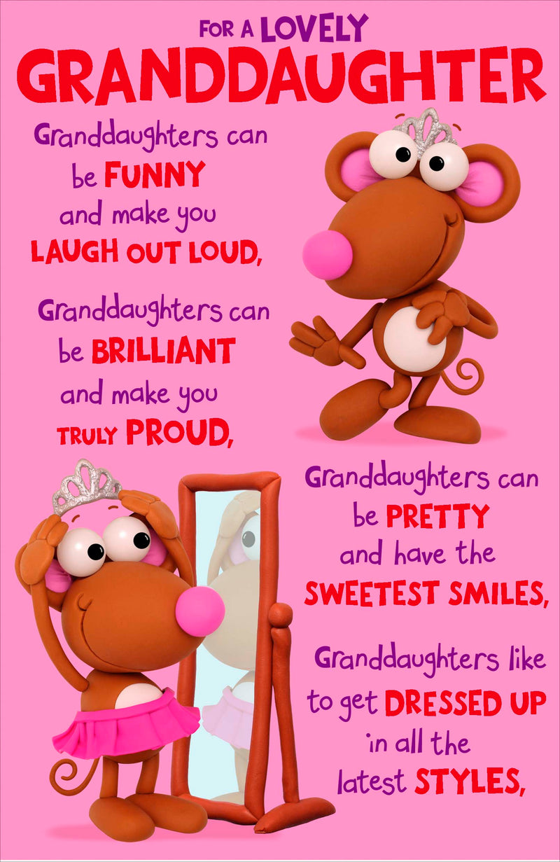 Crackers | Birthday Card Granddaughter Hum | Happy Birthday Gifts | Her, Girls, Women | With Envelope