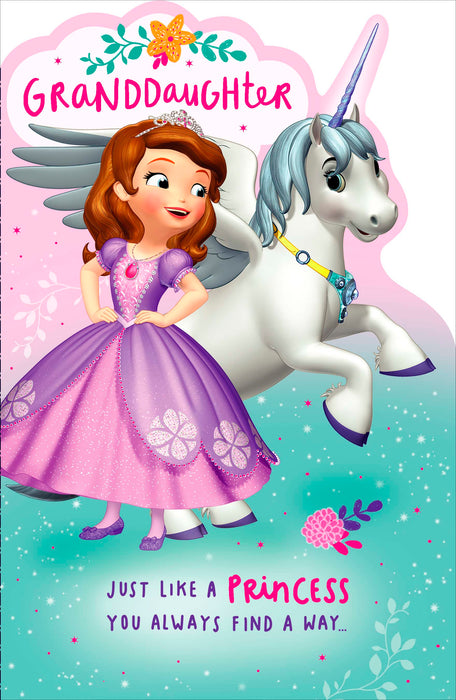 Disney Sofia the First Birthday Card for Granddaughter, Juv Design
