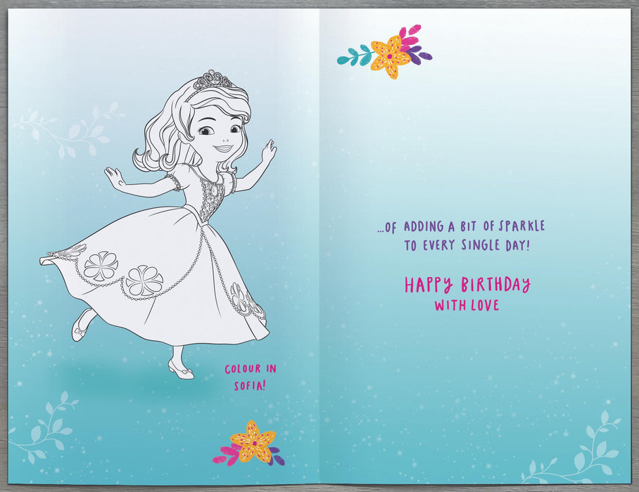 Disney Sofia the First Birthday Card for Granddaughter, Juv Design