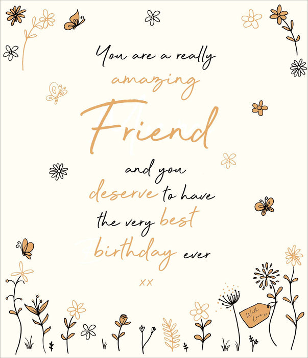 Love and Doodles Birthday Card for Friend, Conv Design