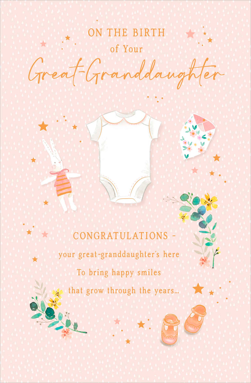 Gibson | New Baby Card Great Granddaughter | Conventional Design | With Envelope