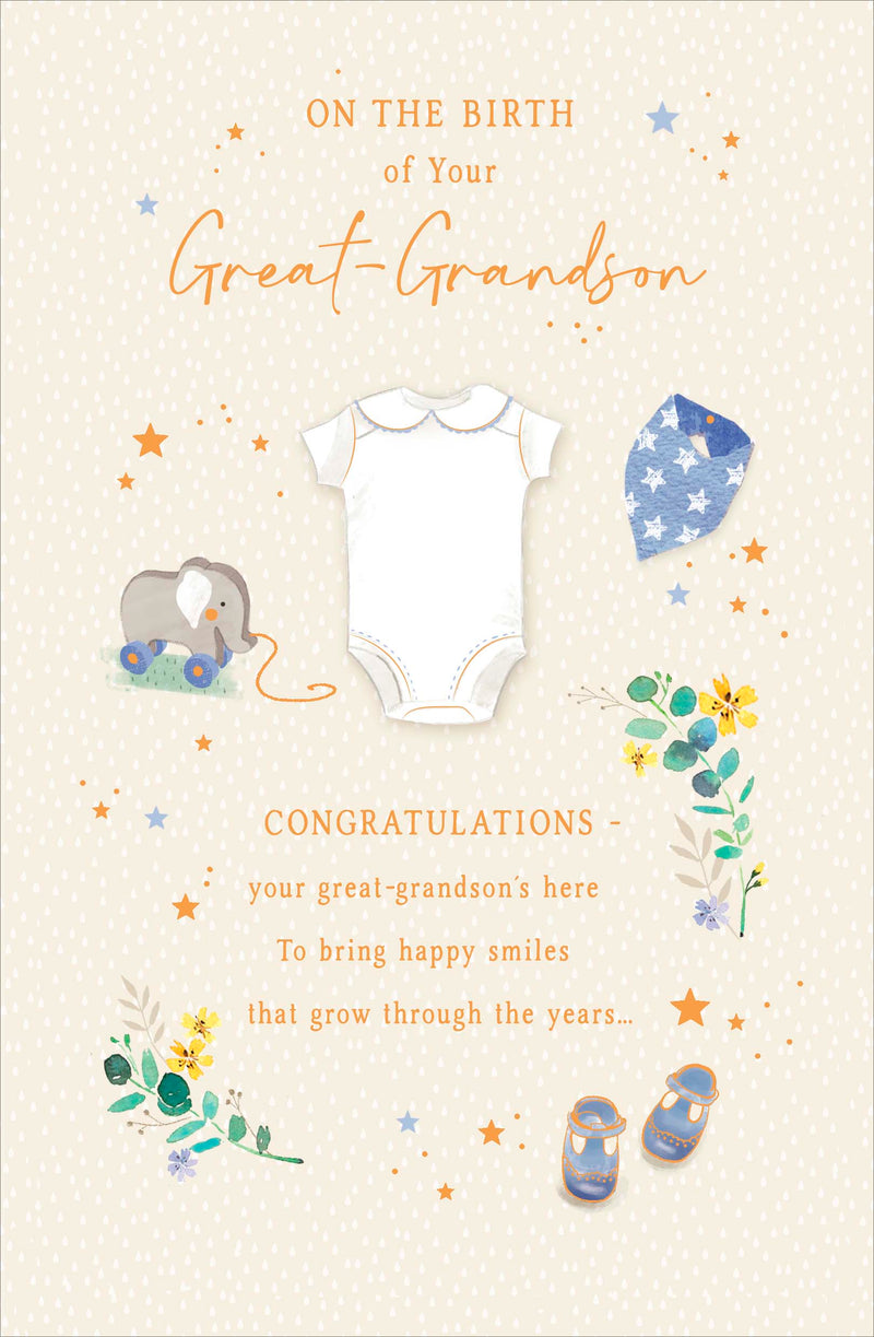 Gibson | New Baby Card Great Grandson | Conventional Design | With Envelope