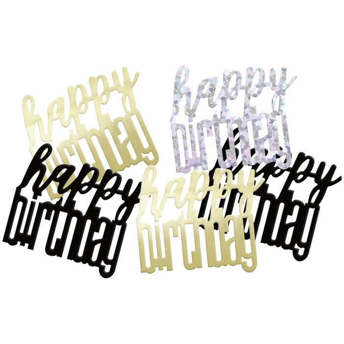 Glitz Happy Birthday Black Foil Confetti 14g