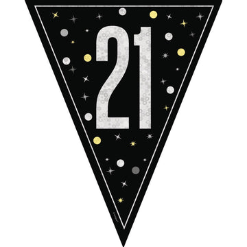 Glitz 21 Black Flag Banner 9 ft Prismatic Plastic
