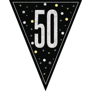 Glitz 50 Black Flag Banner 9 ft Prismatic Plastic